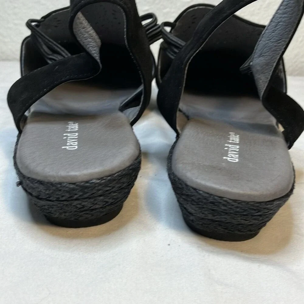 NWOB David Zelma Tate Espadrille‎ Wedge Sandals Leather Casual Comfort Slingback